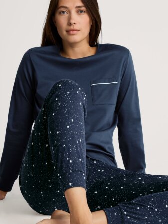 DAMEN Pyjama mit B&uuml;ndchen