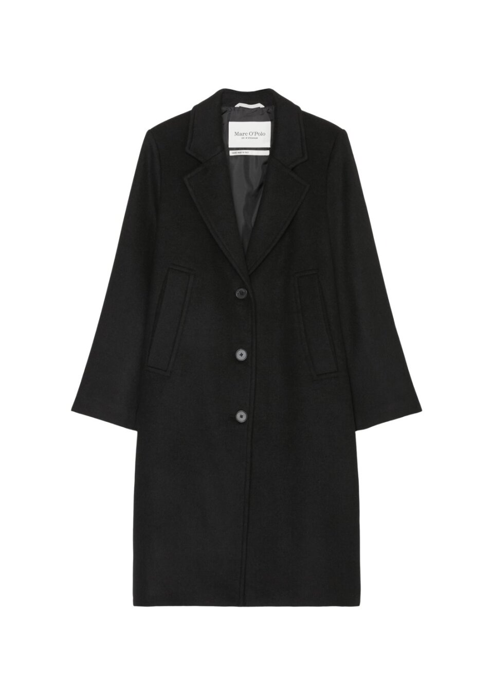 Wool coat, lapel collar, single bre