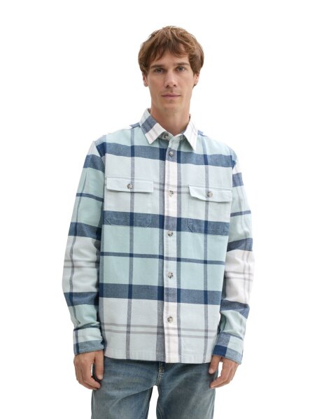 checked twill overshirt