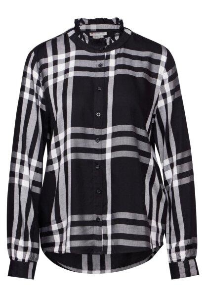 Buttoned check blouse w frill