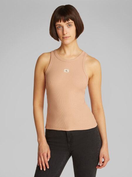 WOVEN LABEL RIB TANK TOP