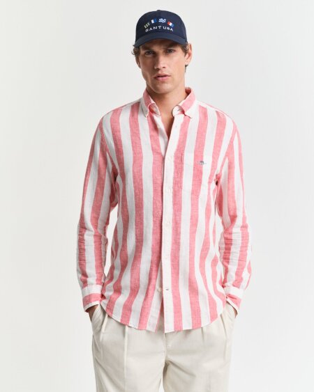 REG COTTON LINEN BOLD STRIPE SHIRT