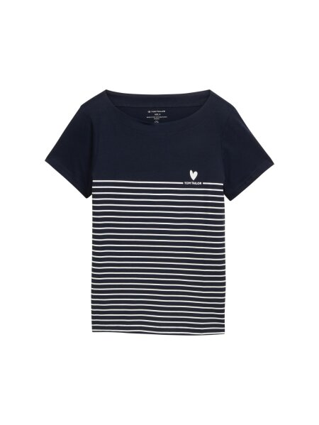 T-shirt placed stripe boatneck