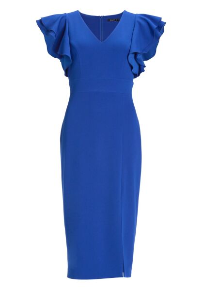 Etuikleid aus Crepe Jersey mit Vola