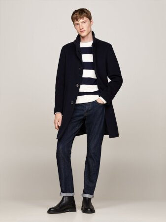 DC STAND COLLAR WOOL MIX COAT