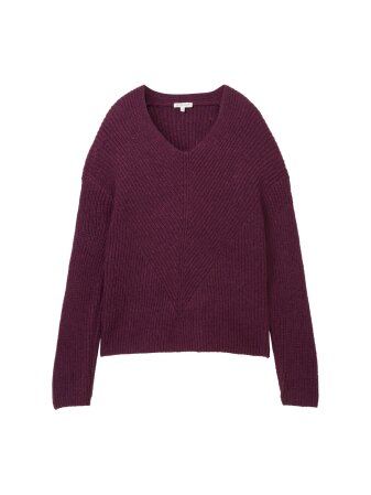 knit pullover with v-neck