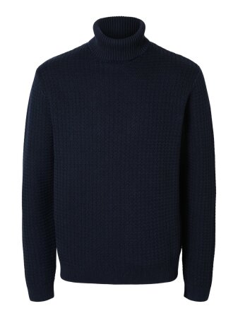 SLHZIG LS KNIT STRUCTURE ROLL NECK