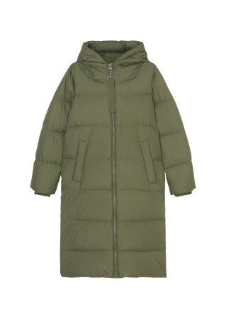 Puffer coat, with hood, side slits