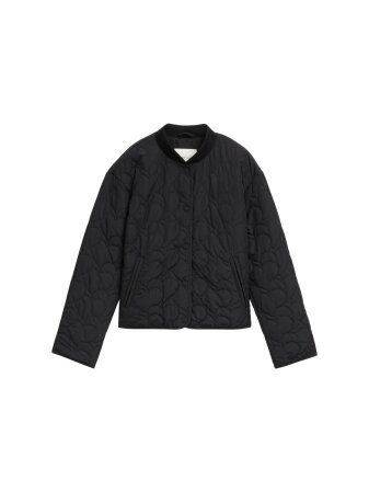 quilted bomber collar jacket