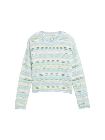 striped open knit pullover