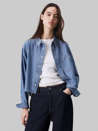 CROPPED DAD DENIM SHIRT